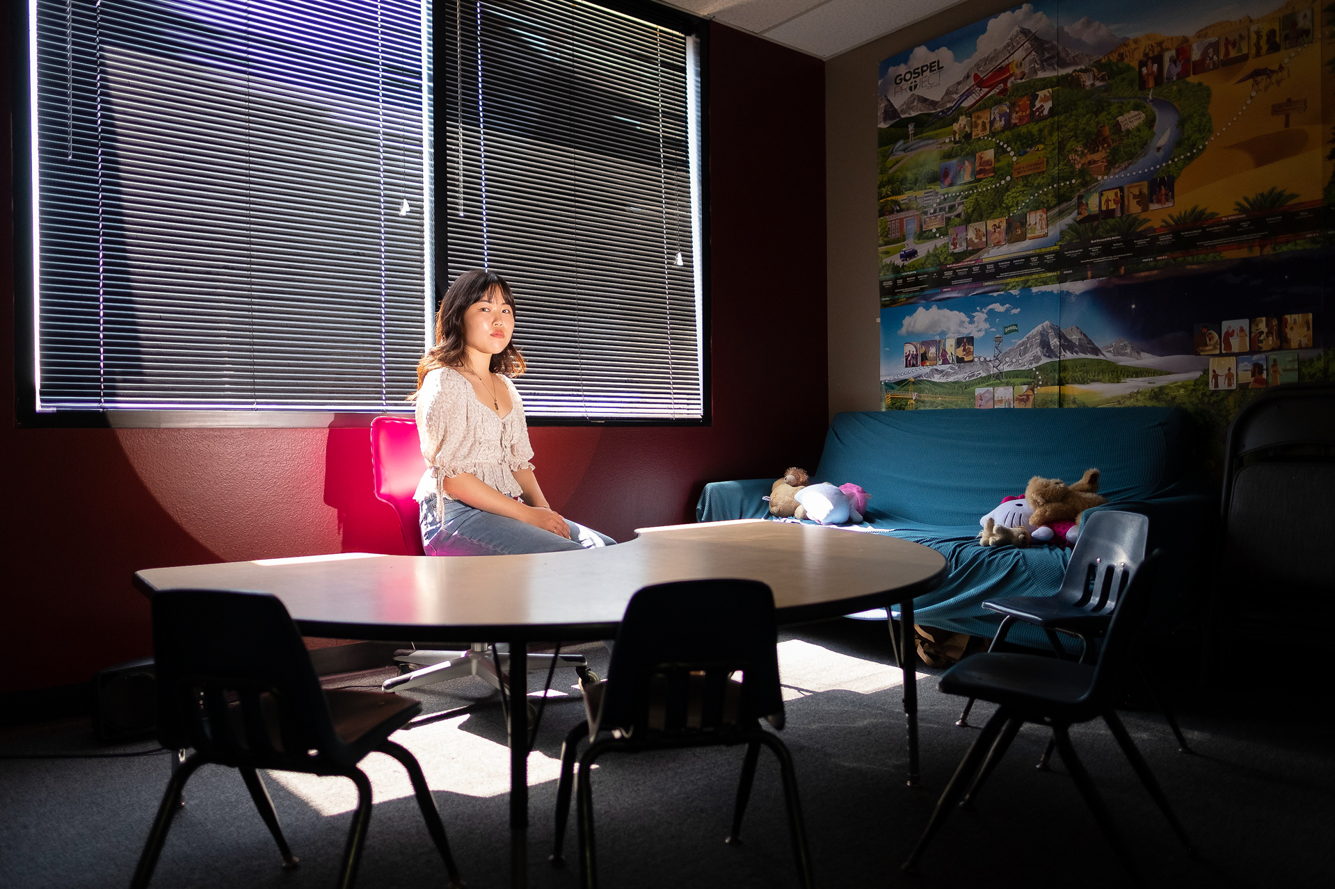 Woman Sitting a a table